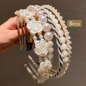 Accessories | Elegant Pearl And Floral Headband 5 Pcs Set  display picture 3